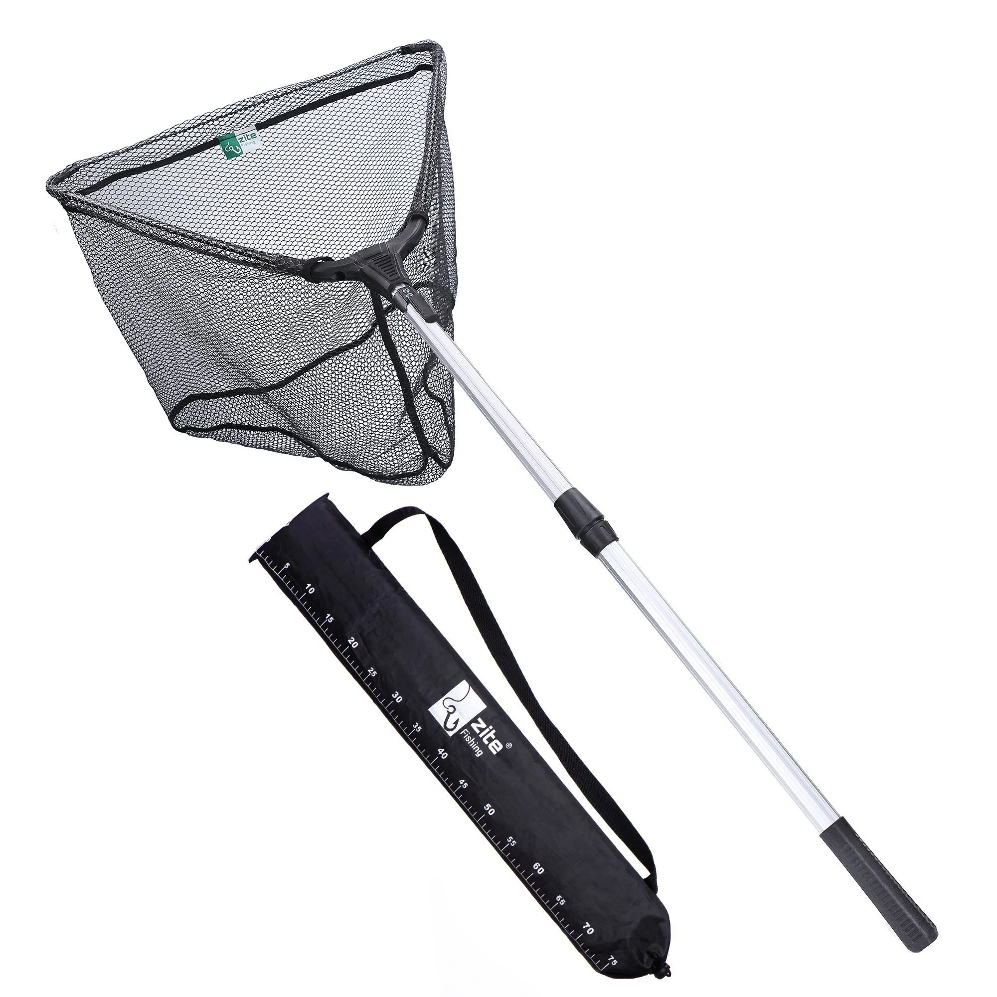 Zite Angelkescher – Gummiert & teleskopierbar, 160 cm mit Maßband-Tasche